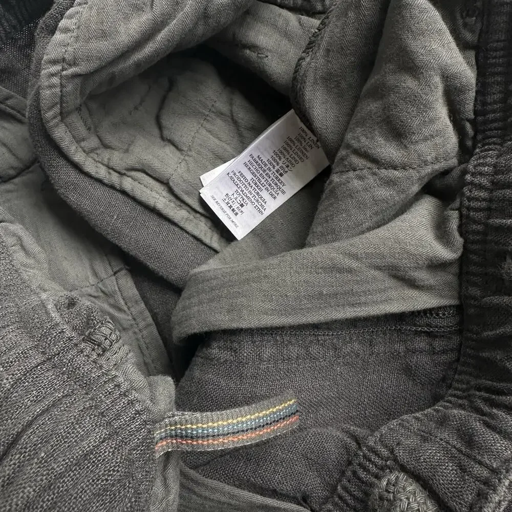 Faherty Men Small 100% Linen Drawstring Pants Gray $168 Lightweight